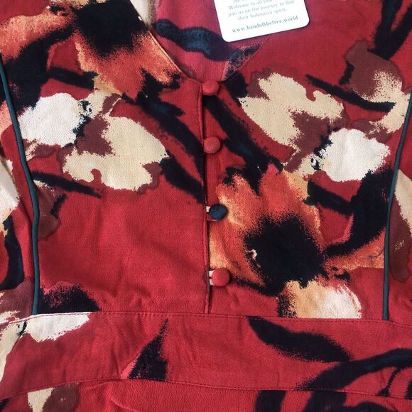 Band of the Free Dolly Red Floral Puff Sleeve Mini Dress Size Large NWT - Picture 4 of 10